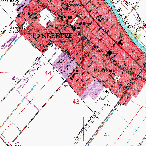 Topographic Map of Canal Street Elementary School (historical), LA