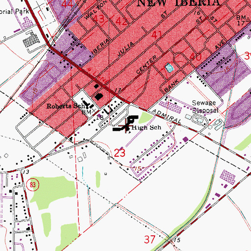 Topographic Map of Catholic High School, LA