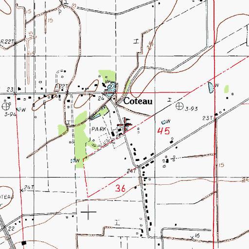 Topographic Map of Coteau Elementary School, LA