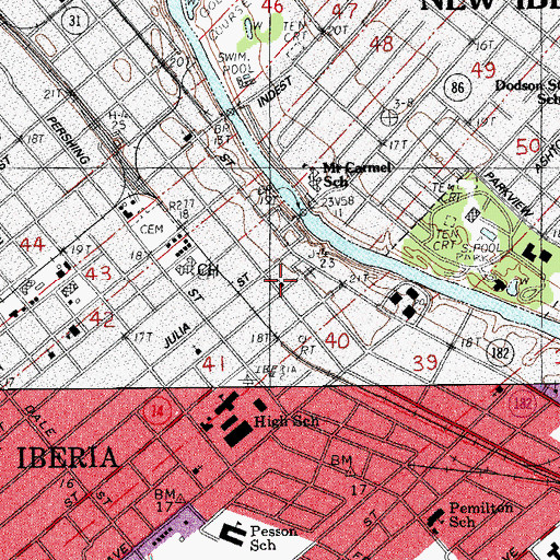 Topographic Map of First Baptist Church, LA