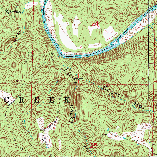 Topographic Map of Scott Hollow, AR