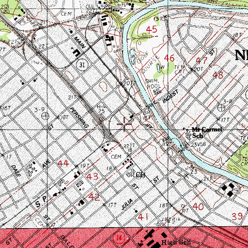 Topographic Map of First United Methodist Church, LA