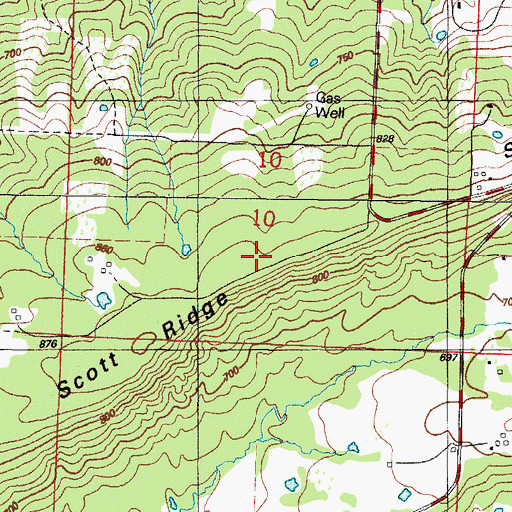 Topographic Map of Scott Ridge, AR