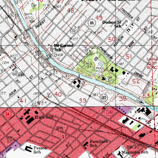 Topographic Map of Iberia Parish Library, LA