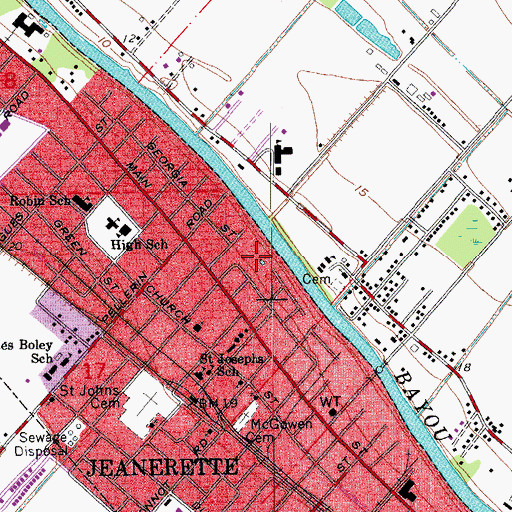Topographic Map of Jeanerette City Park, LA