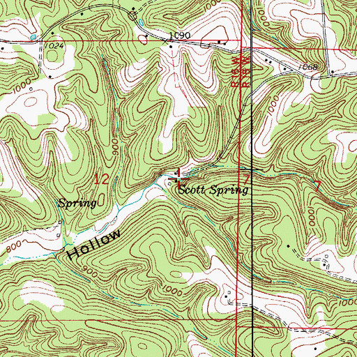 Topographic Map of Scott Spring, AR
