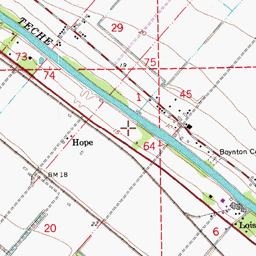 Topographic Map of Jeanerette High School, LA