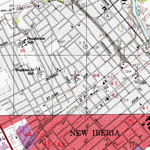 Topographic Map of Johnston Street Elementary School, LA