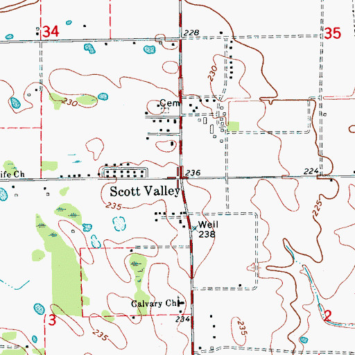 Topographic Map of Scott Valley, AR