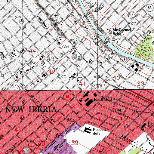 Topographic Map of Mount Calvary Baptist Church, LA