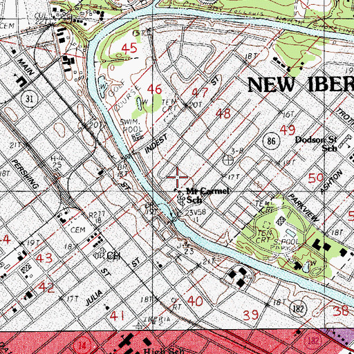 Topographic Map of Mount Carmel Convent, LA