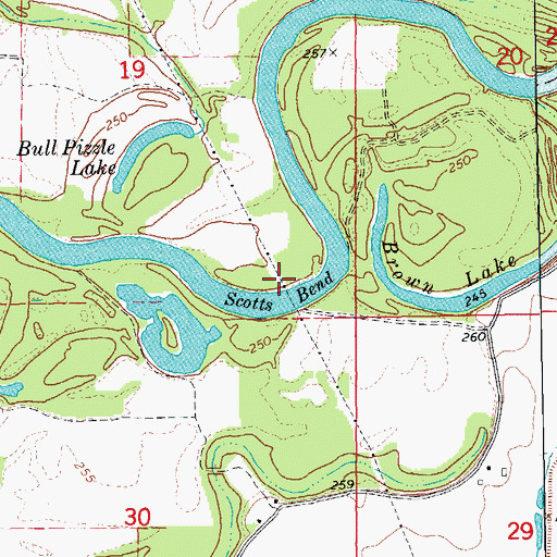 Topographic Map of Scotts Bend, AR