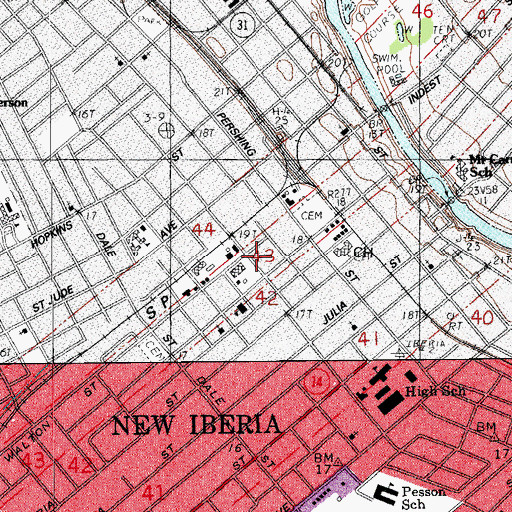 Topographic Map of New Bethel Baptist Church, LA