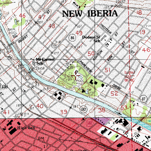 Topographic Map of New Iberia City Park, LA