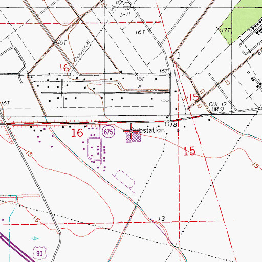 Topographic Map of Westgate High School, LA