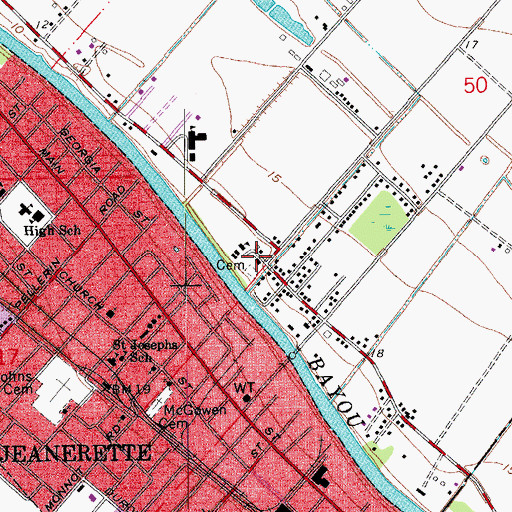 Topographic Map of Our Lady of Victory Catholic Church, LA