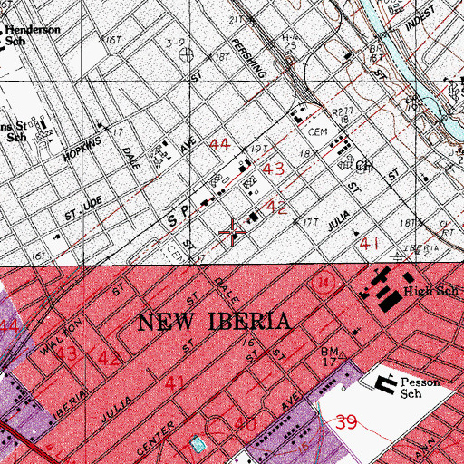 Topographic Map of Saint Edward Catholic Church, LA