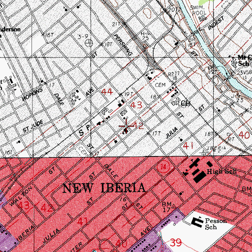 Topographic Map of Saint Edward School, LA