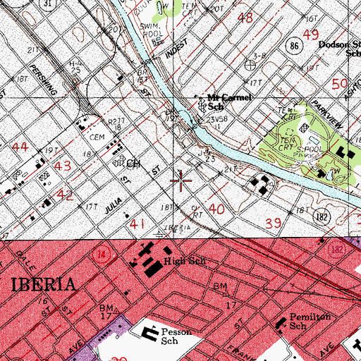 Topographic Map of Saint James United Methodist Church, LA