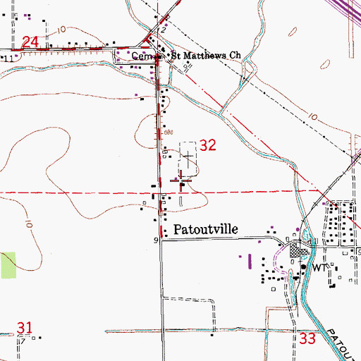 Topographic Map of Saint Nicholas Catholic Church, LA
