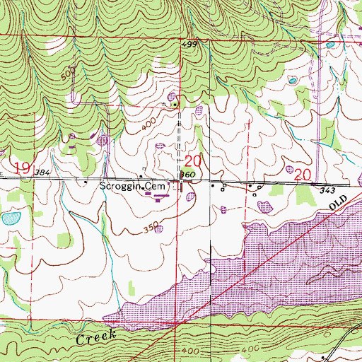 Topographic Map of Scroggin Cemetery, AR