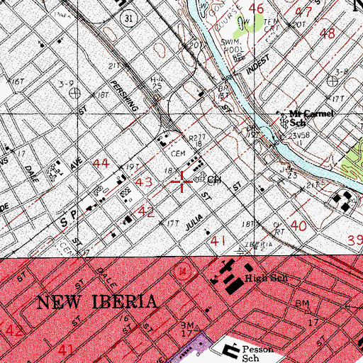 Topographic Map of Saint Paul United Church of Christ, LA