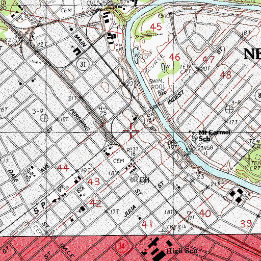 Topographic Map of Saint Peter Catholic Church, LA