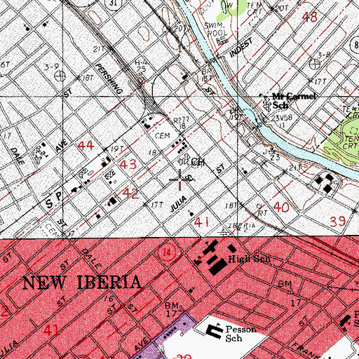 Topographic Map of Star Pilgrim Baptist Church, LA