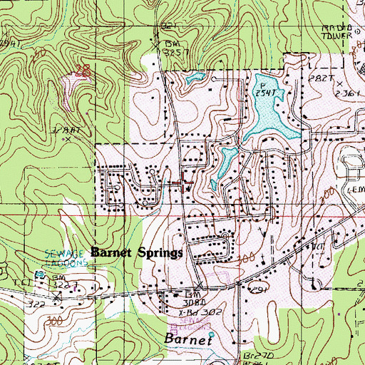 Topographic Map of Barnet Springs Baptist Church, LA