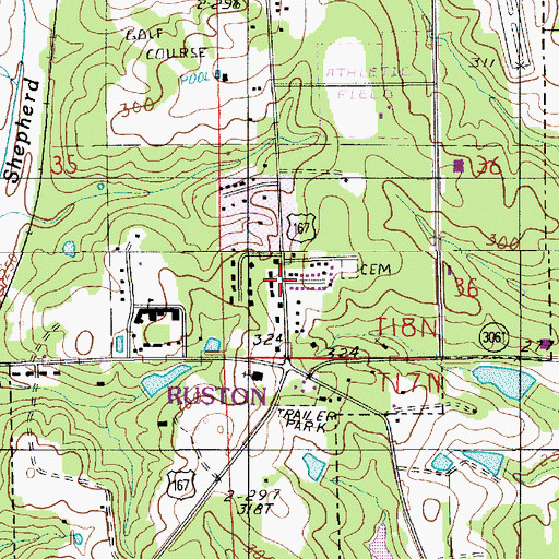 Topographic Map of Bonner (historical), LA