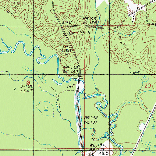 Topographic Map of Brazells Bridge, LA