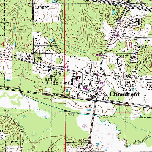 Topographic Map of Choudrant High School, LA