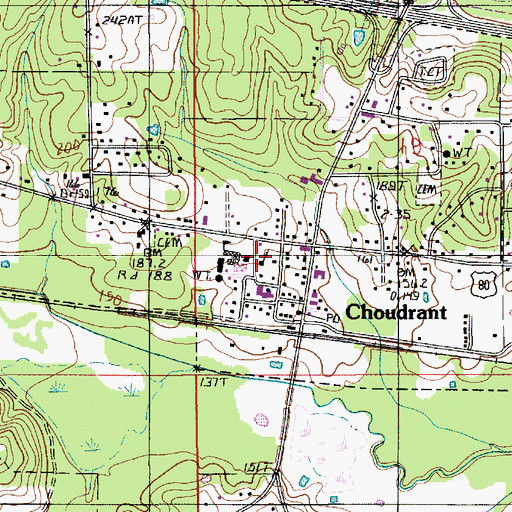 Topographic Map of Choudrant United Methodist Church, LA