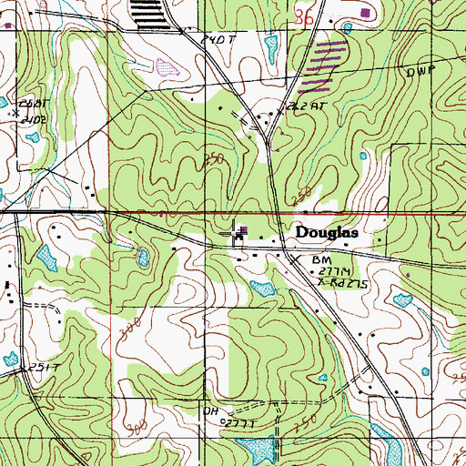 Topographic Map of Douglas United Methodist Church, LA