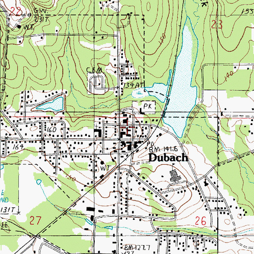 Topographic Map of Dubach United Methodist Church, LA