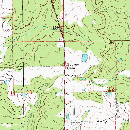 Topographic Map of Searcy Cemetery, AR