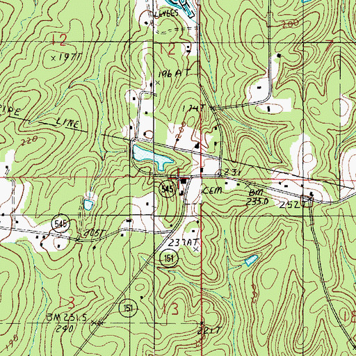 Topographic Map of Fellowship Baptist Church, LA