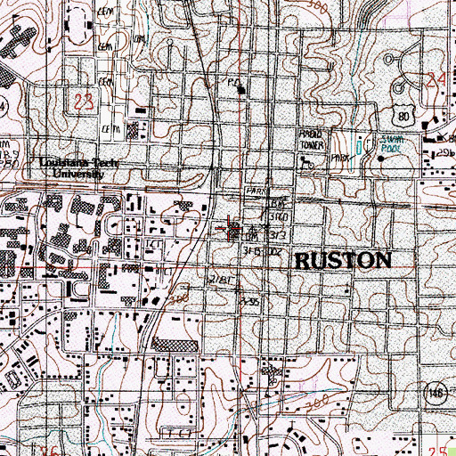 Topographic Map of First Baptist Church, LA