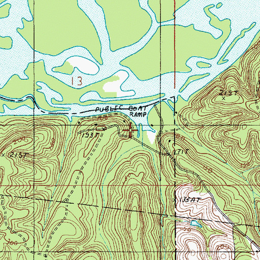 Topographic Map of Gills Ferry, LA