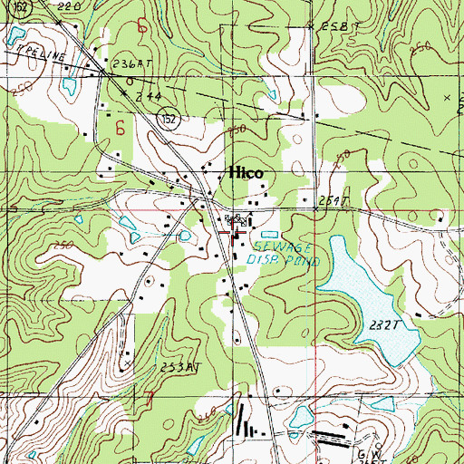 Topographic Map of Hico Baptist Church, LA