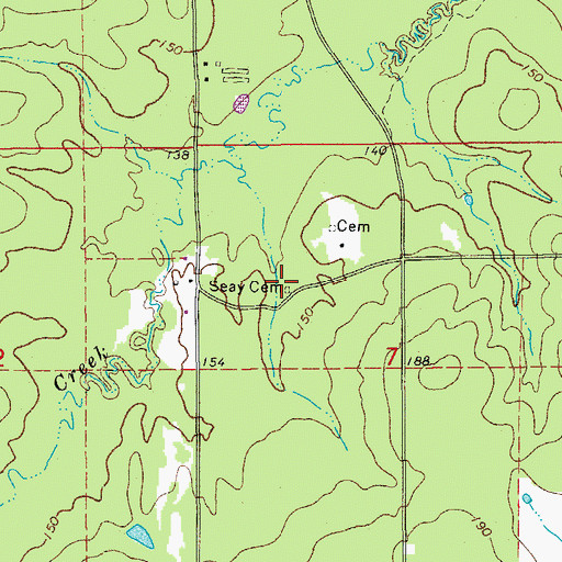 Topographic Map of Seay Cemetery, AR