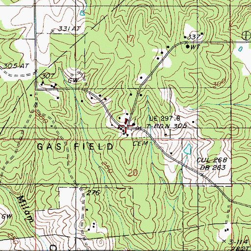 Topographic Map of Liberty Hill, LA