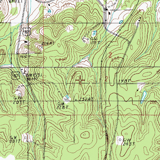 Topographic Map of Middlefork Gas Field, LA