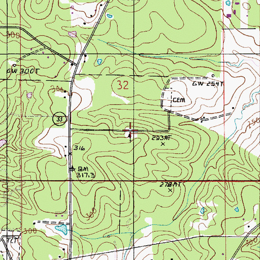 Topographic Map of Mount Harmony Baptist Church, LA