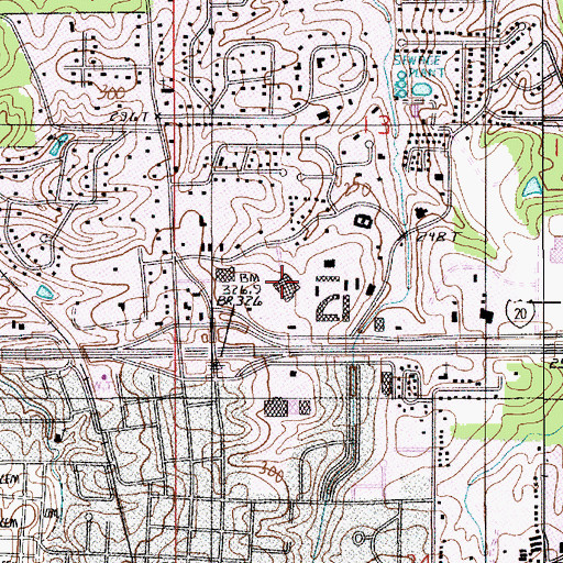 Topographic Map of North Park Mall Shopping Center, LA