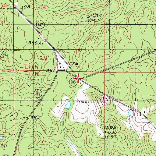 Topographic Map of Oak Grove, LA