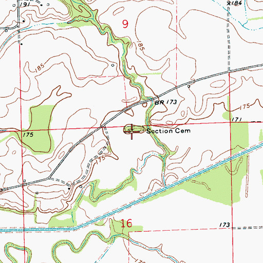 Topographic Map of Section Cemetery, AR