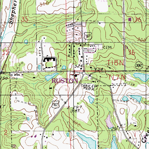 Topographic Map of South Parkway Worship Center, LA