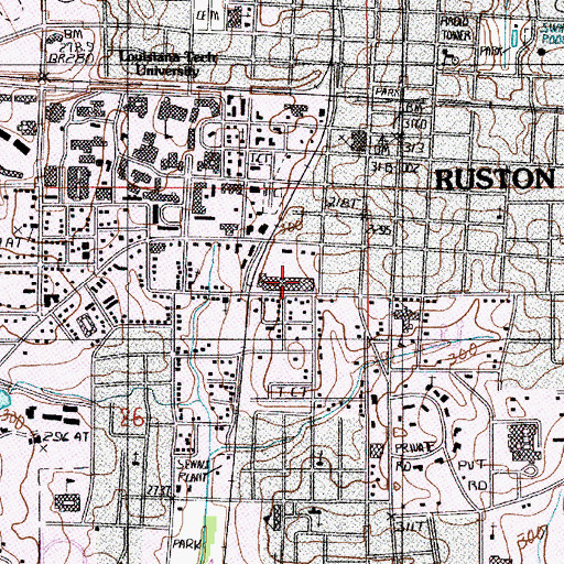 Topographic Map of Village Plaza Shopping Center, LA