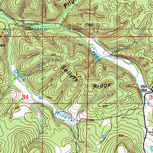 Topographic Map of Sellers Ridge, AR